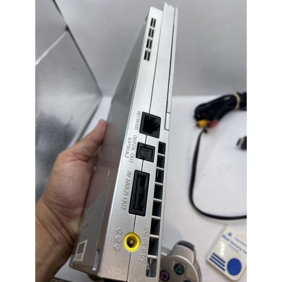 Sony Playstation 2 PS2 Slim Silver Console Bundle OEM Silver Controller Tested - Picture 3 of 6